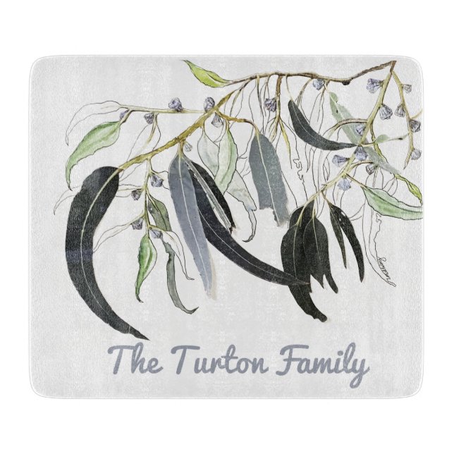 Blek grönt gum löv Vattenfärgsskärning (Framsidan)