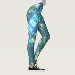 Blek Grönt Handflatan Träd Löv Leggings