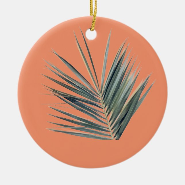 Blek grönt löv julgransprydnad keramik (Framsidan)