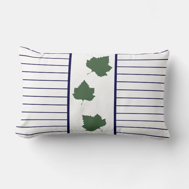 Blek Grönt Löv Löv Blue Rand Cushion Lumbarkudde (Framsida)