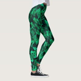 Blek Grönt Löv Plant Pastel Färg Leggings