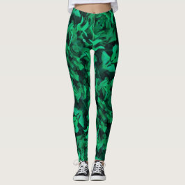 Blek Grönt Löv Plant Pastel Färg Leggings