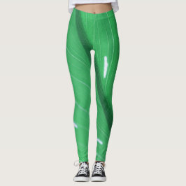 Blek Grönt Löv Plant Pastel Färg Leggings