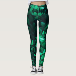 Blek Grönt Löv Plant Pastel Färg Leggings