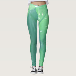 Blek Grönt Löv Plant Pastel Färg Leggings