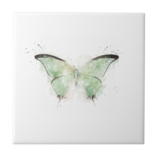Blek Grönt och Black Butterfly Kakelplatta (Framsidan)