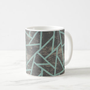 Blek grönt och grått mosaic mönster kaffemugg