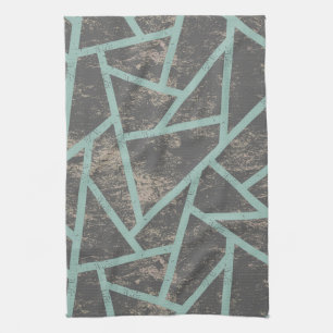 Blek grönt och grått mosaic mönster kökshandduk