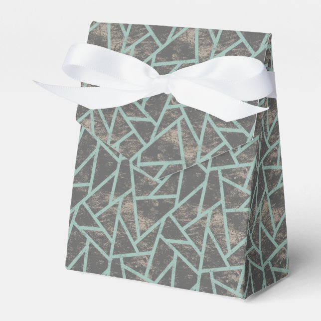 Blek grönt och grått mosaic mönster presentaskar (Framsidan Sidan)