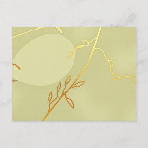 Blek Grönt och Guld Gren konturkontur Elegant Vykort