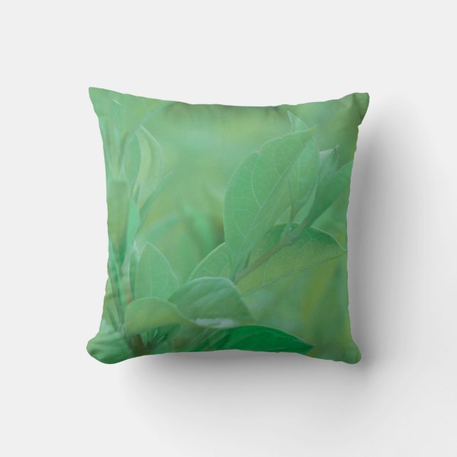 Blek Grönt Plant Lövs Dekorativ kudde Cushion (Framsida)