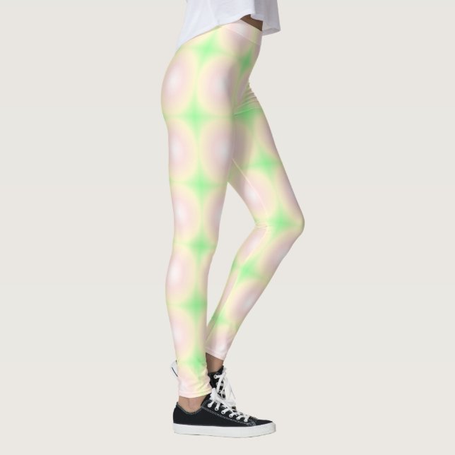 Blek Grönt Ro Vit 3D Optisk övertoning Mönster Leggings (Höger)