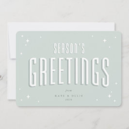 Blek Grönt Säsongens hälsningar Retro Stars Flat Julkort