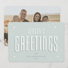 Blek Grönt Season's Greetings Retro Stars Photo Julkort