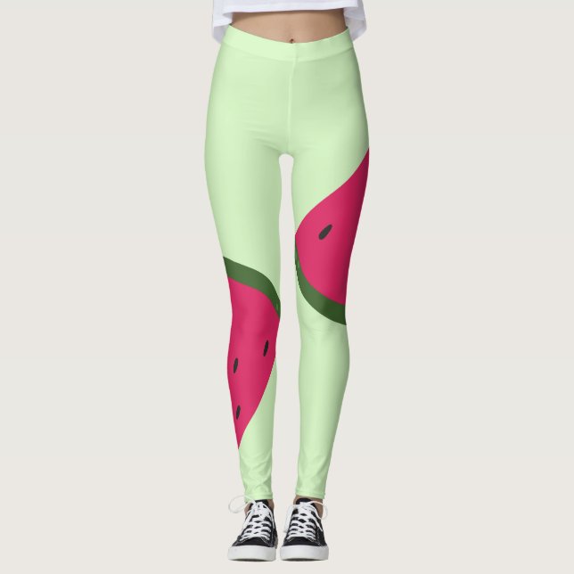 Blek Grönt Vattenmelonlegeringar Leggings (Framsida)