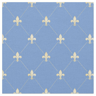 Blek Guld Fleur-de-Lis (liten ) Blue Tyg