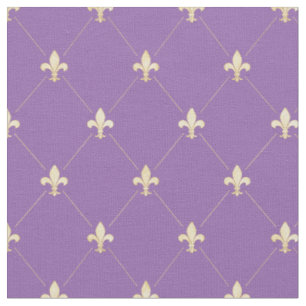 Blek Guld Fleur-de-Lis (liten Lila) Tyg