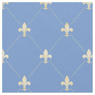Blek Guld Fleur-de-Lis (medel) Blue Tyg