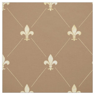 Blek Guld Fleur-de-Lis (stor brun) Tyg