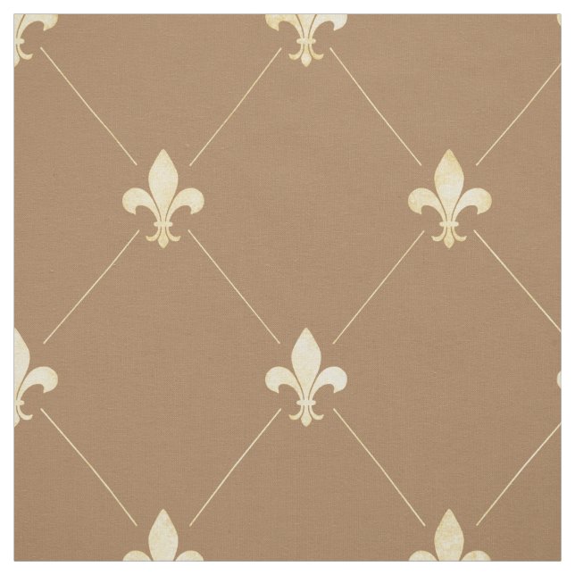 Blek Guld Fleur-de-Lis (stor  brun) Tyg (Provkarta)