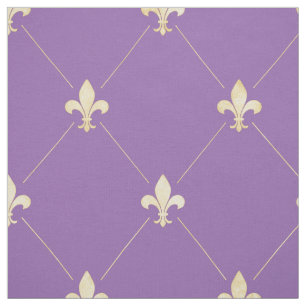Blek Guld Fleur-de-Lis (stor Lila) Tyg