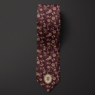 Blek Guld Flowers on Chocolate Burgundy Monogram Slips