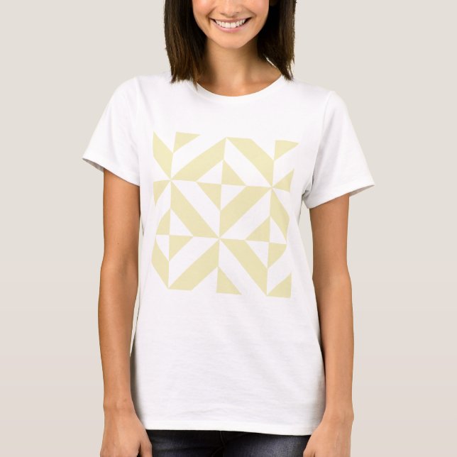 Blek Guld Geometric Deco Cube Mönster T Shirt (Framsida)