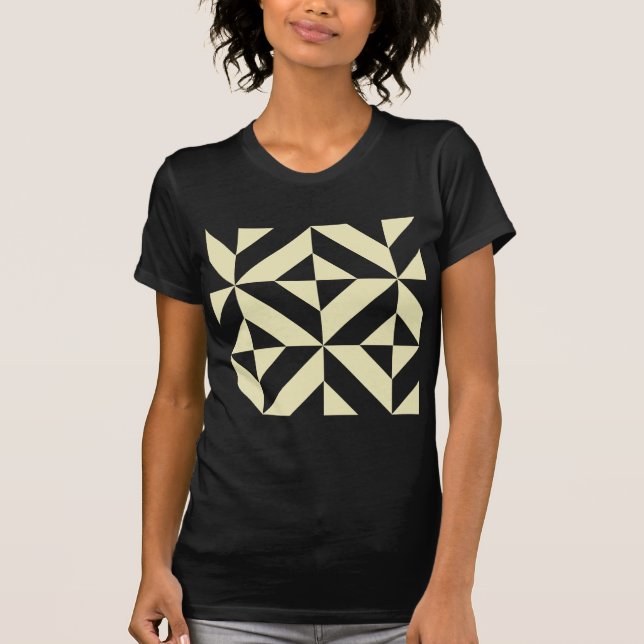 Blek Guld Geometric Deco Cube Mönster T Shirt (Framsida)