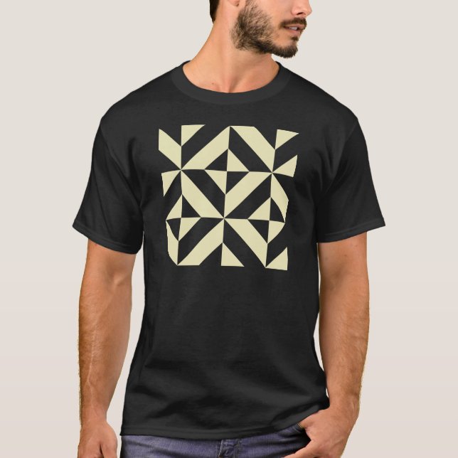 Blek Guld Geometric Deco Cube Mönster Tee Shirt (Framsida)