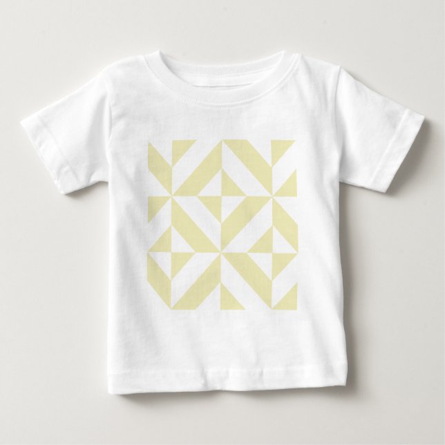 Blek Guld Geometric Deco Cube Mönster Tee Shirt (Framsida)