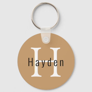 Blek Guld Modern Anpassningsbar Monogram Cute Simp Nyckelring