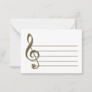 Blek Guld Treble Clef Blank Notecard Anteckningskort