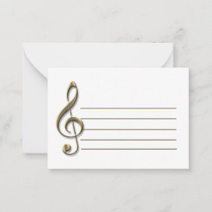 Blek Guld Treble Clef with Music staff blank Anteckningskort