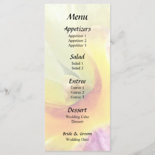 Blek Gult Cattleya Orchids Bröllop Menu Meny