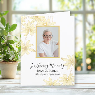 Blek Gult Daisy Blommor Funeral Sympathy Tack Kort