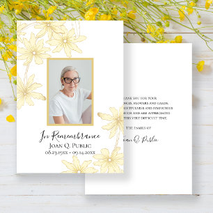 Blek Gult Daisy Blommor Funeral Sympathy Tack Kort
