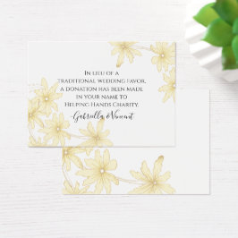 Blek Gult Daisy Bröllop Charity Card Visitkort