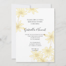 Blek Gult Daisy Bröllop Rehearsal Dinner Inbjudningar