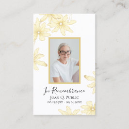 Blek Gult Daisy Flowers Funeral Prayer Visitkort