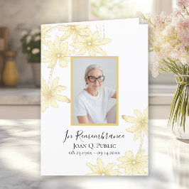 Blek Gult Daisy Flowers Funeral Service Foled Program