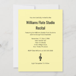 Blek Gult enkelt Treble Clef Flute Music skäl Inbjudningar