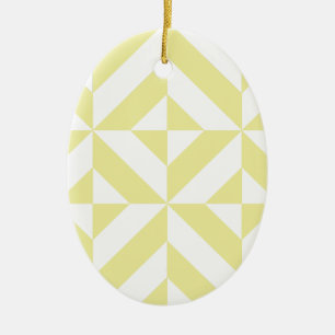 Blek Gult Geometric Deco Cube Mönster Julgransprydnad Keramik