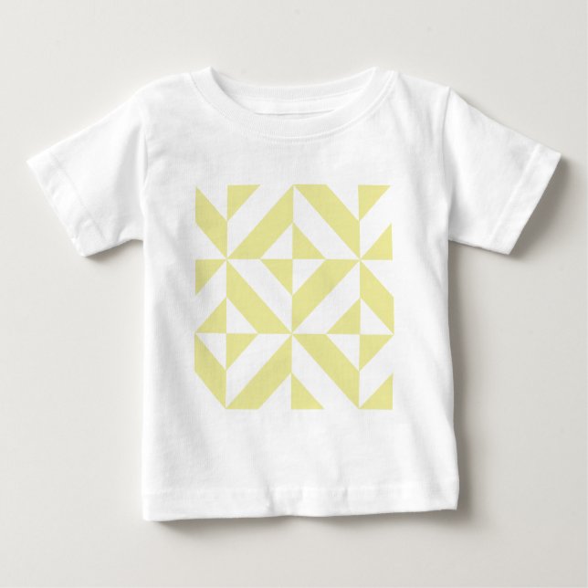 Blek Gult Geometric Deco Cube Mönster Tee (Framsida)