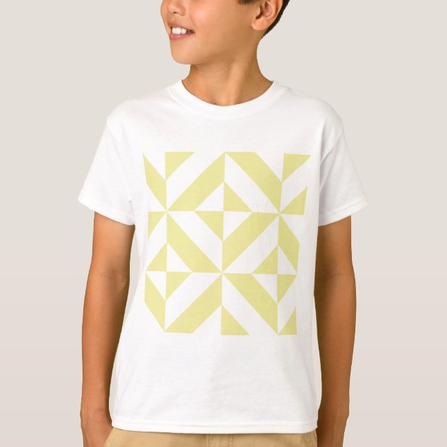 Blek Gult Geometric Deco Cube Mönster Tee Shirt (Framsida)