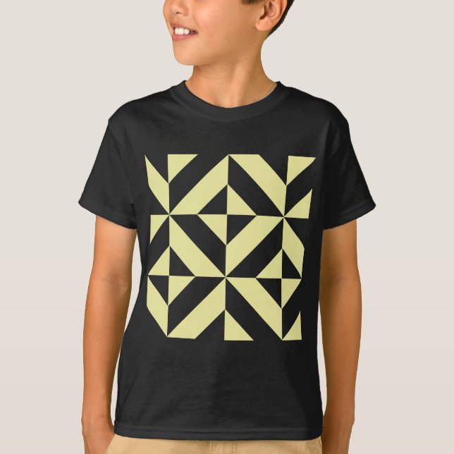 Blek Gult Geometric Deco Cube Mönster Tee Shirt (Framsida)