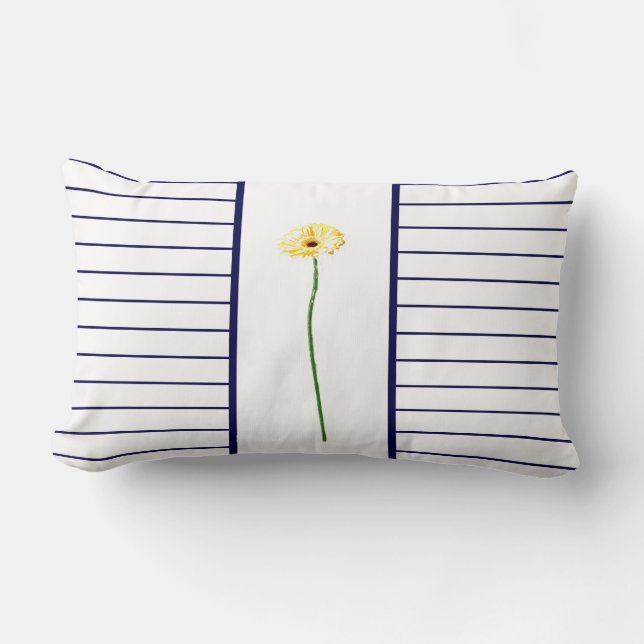 Blek Gult Gerbera Daisy Flower Rand Cushion Lumbarkudde (Framsida)