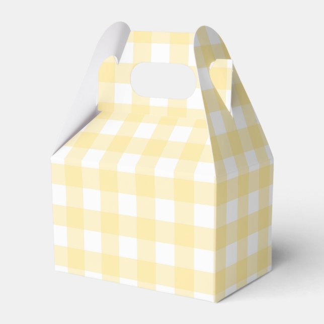 Blek Gult Gingham Play Gabled Party Favoritbox Presentaskar (Framsidan Sidan)
