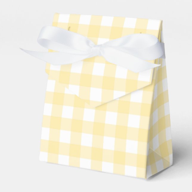 Blek Gult Gingham Play Tält Party Favbox Presentaskar (Framsidan Sidan)