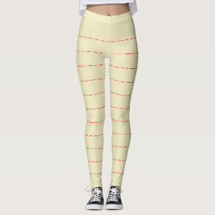 Blek gult legeringar med Red Vågrät Rand Leggings