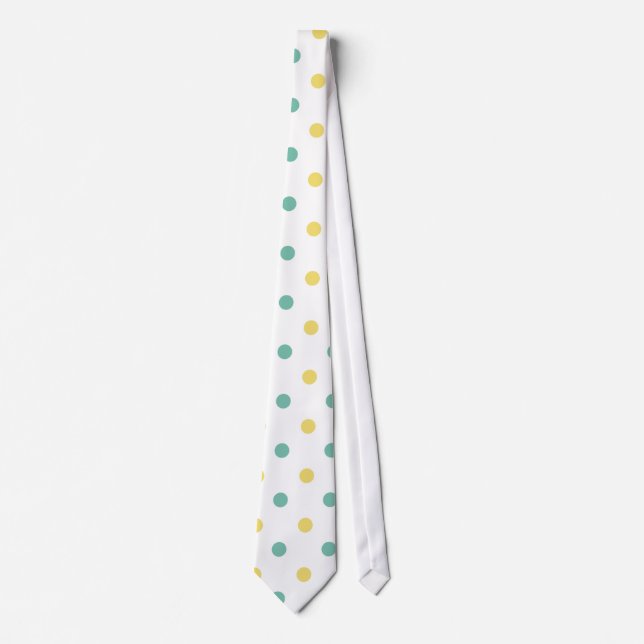 Blek Gult och Grönt Polka dots Slips (Framsida)